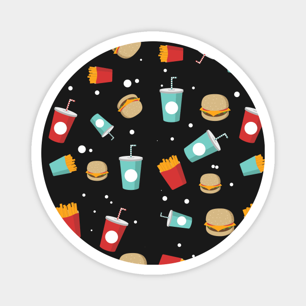 Hamburger & Fries pattern Magnet by burropatterns